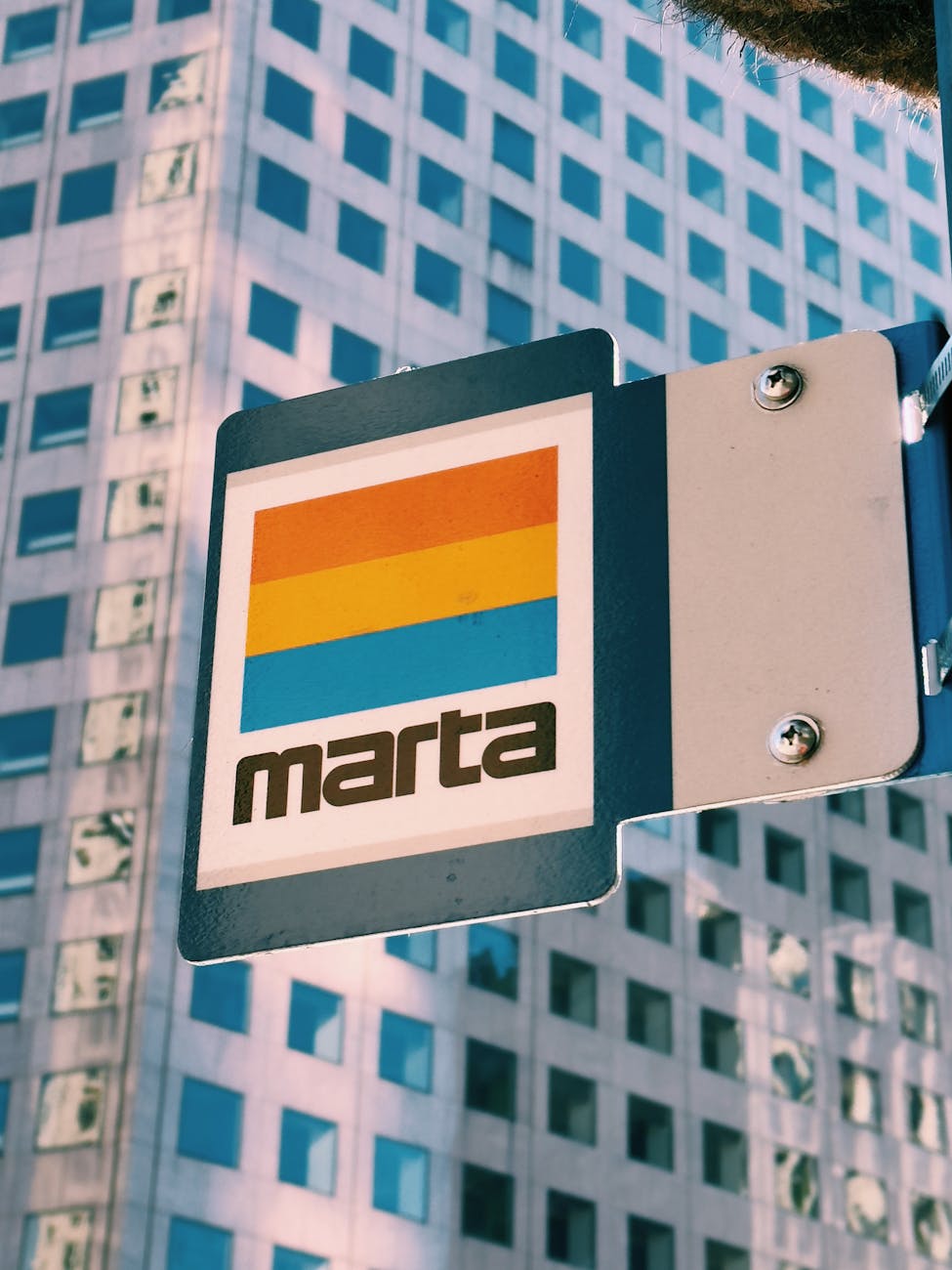 marta sign with atlanta office building reflection