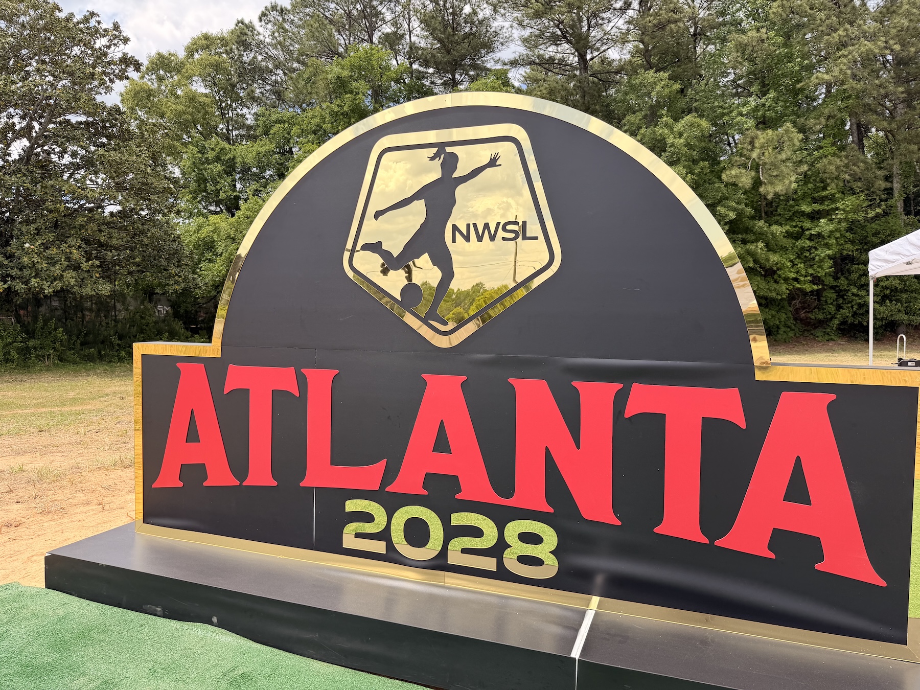 NWSL Atlanta 2028 display at site of new training center